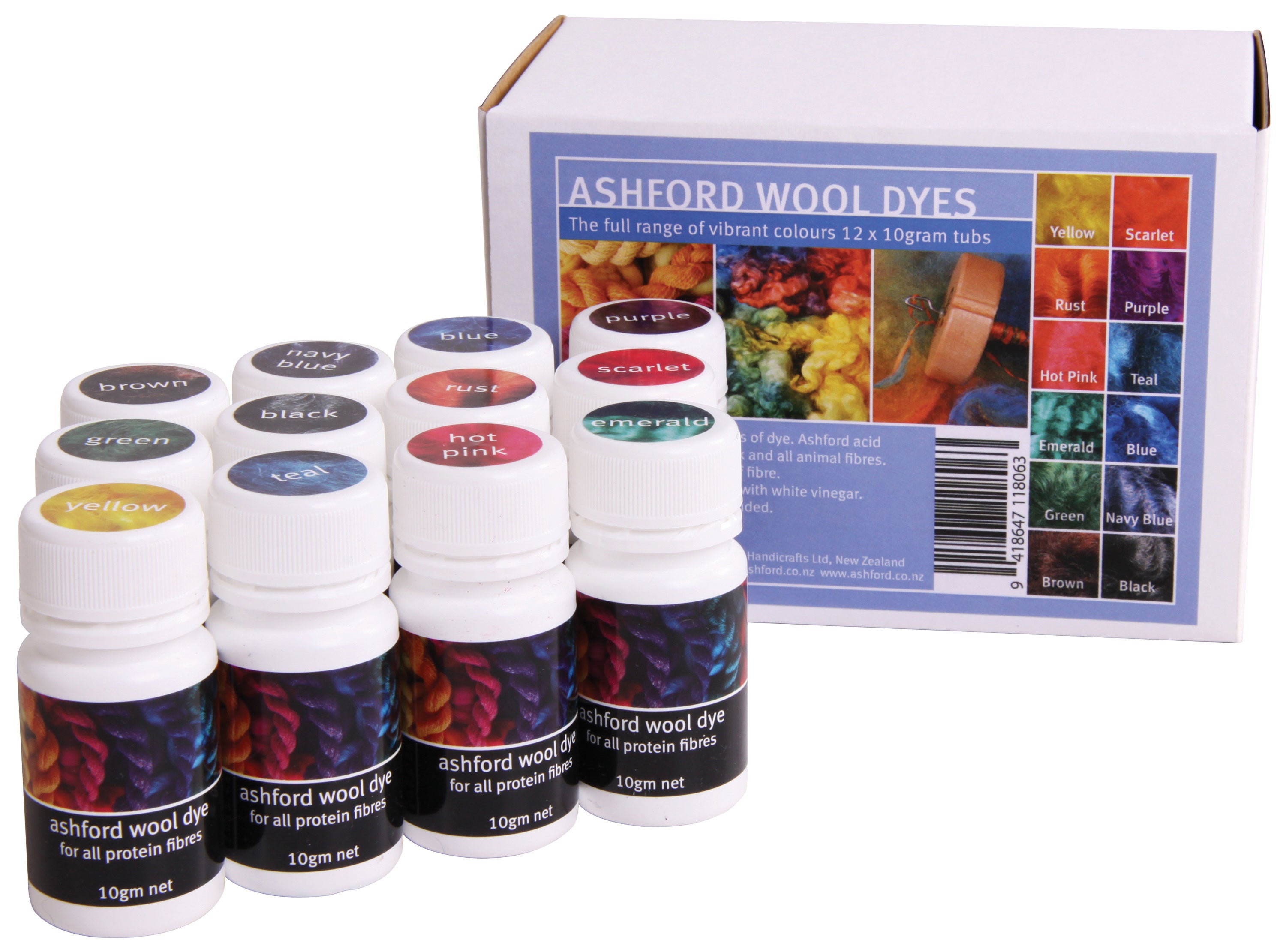 Ashford Wool Dye Collection 12 x 10gm